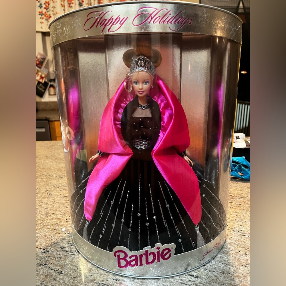 1998 Barbie Holiday Doll in Pink and Black Gown